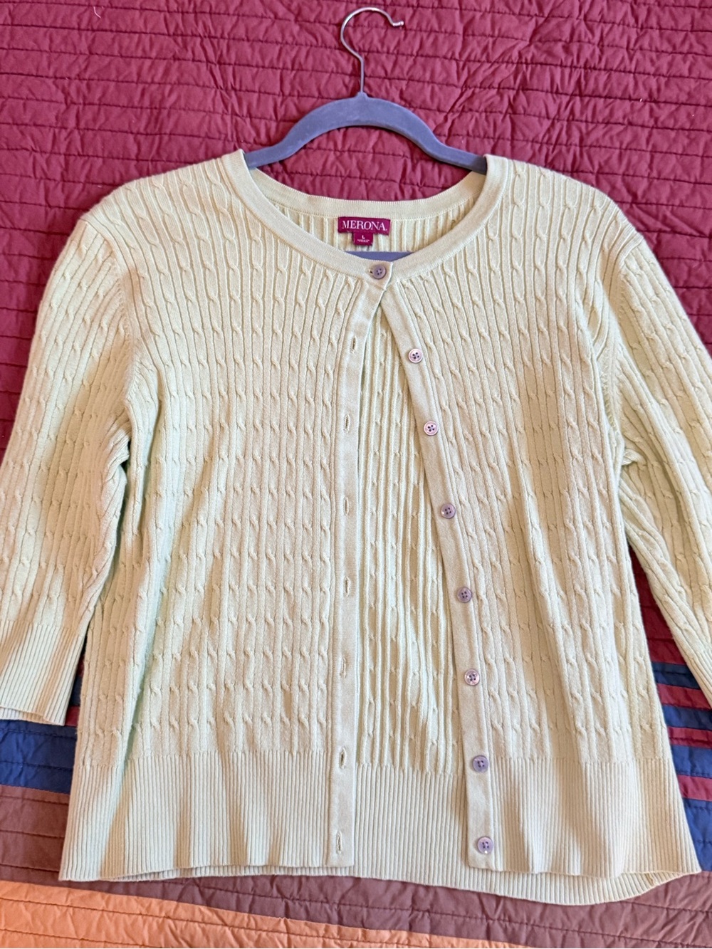 Merona Bright GreenCable-Knit Button Cardigan Sweater